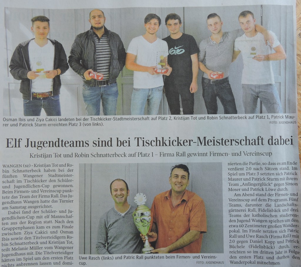 Artikel Kickerturnier Sieger