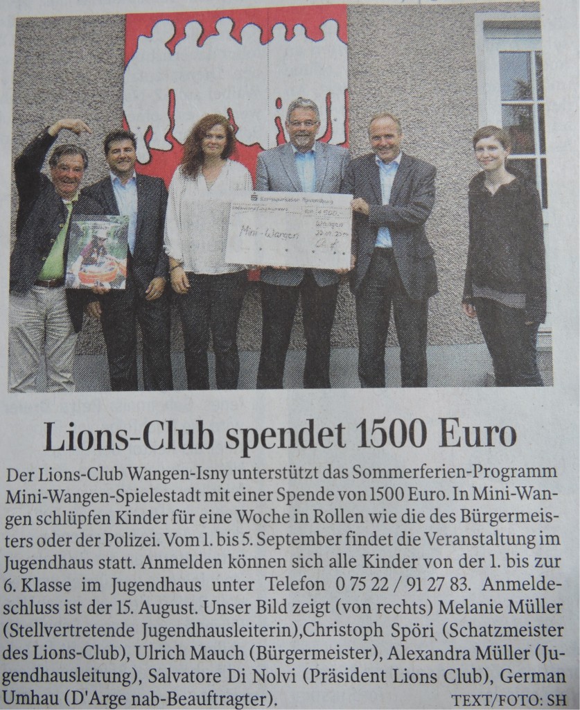 Artikel LionsClub Spende