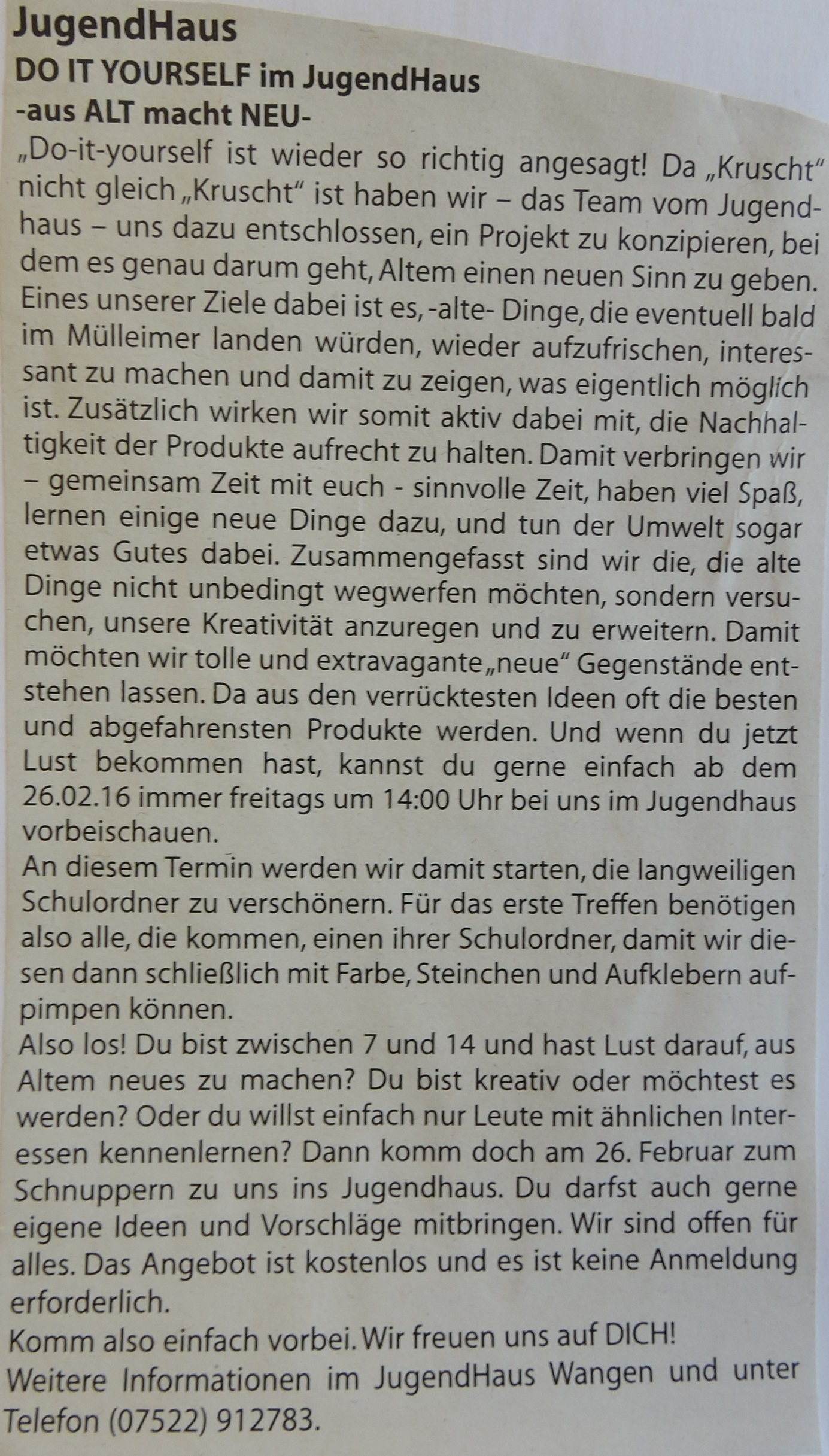 Do it youself aus alt mach neu