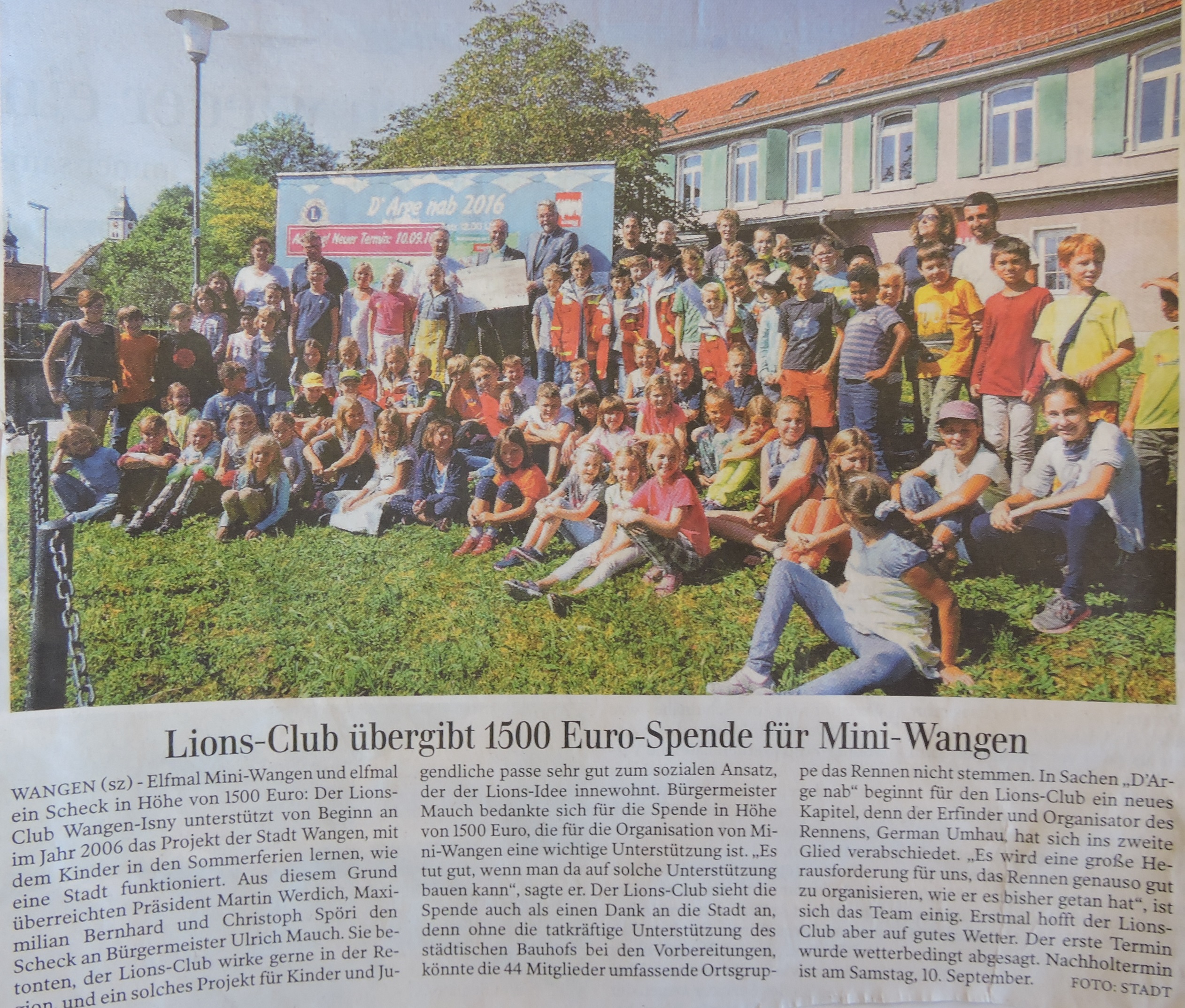 Lions Club Übergabe Scheck