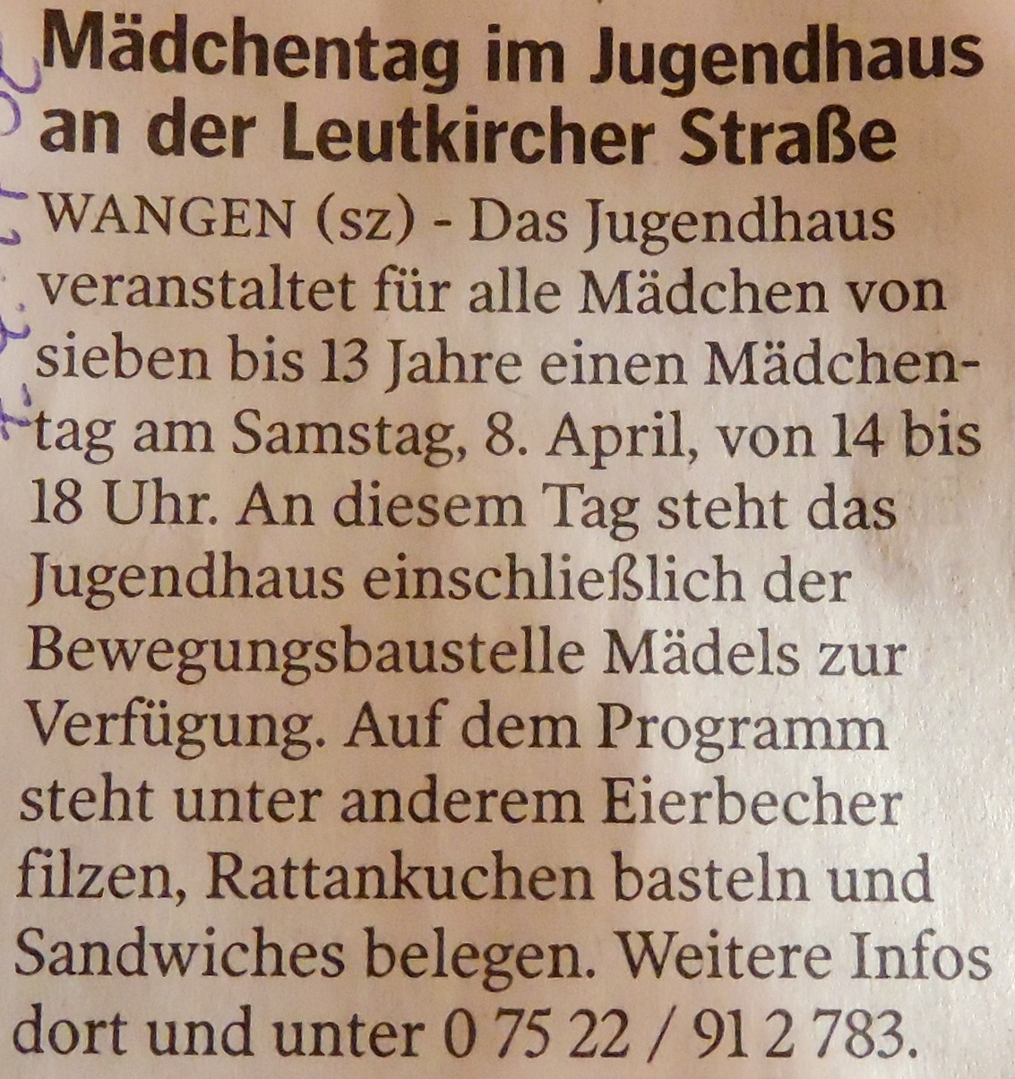 Mädchentag 8.4.17