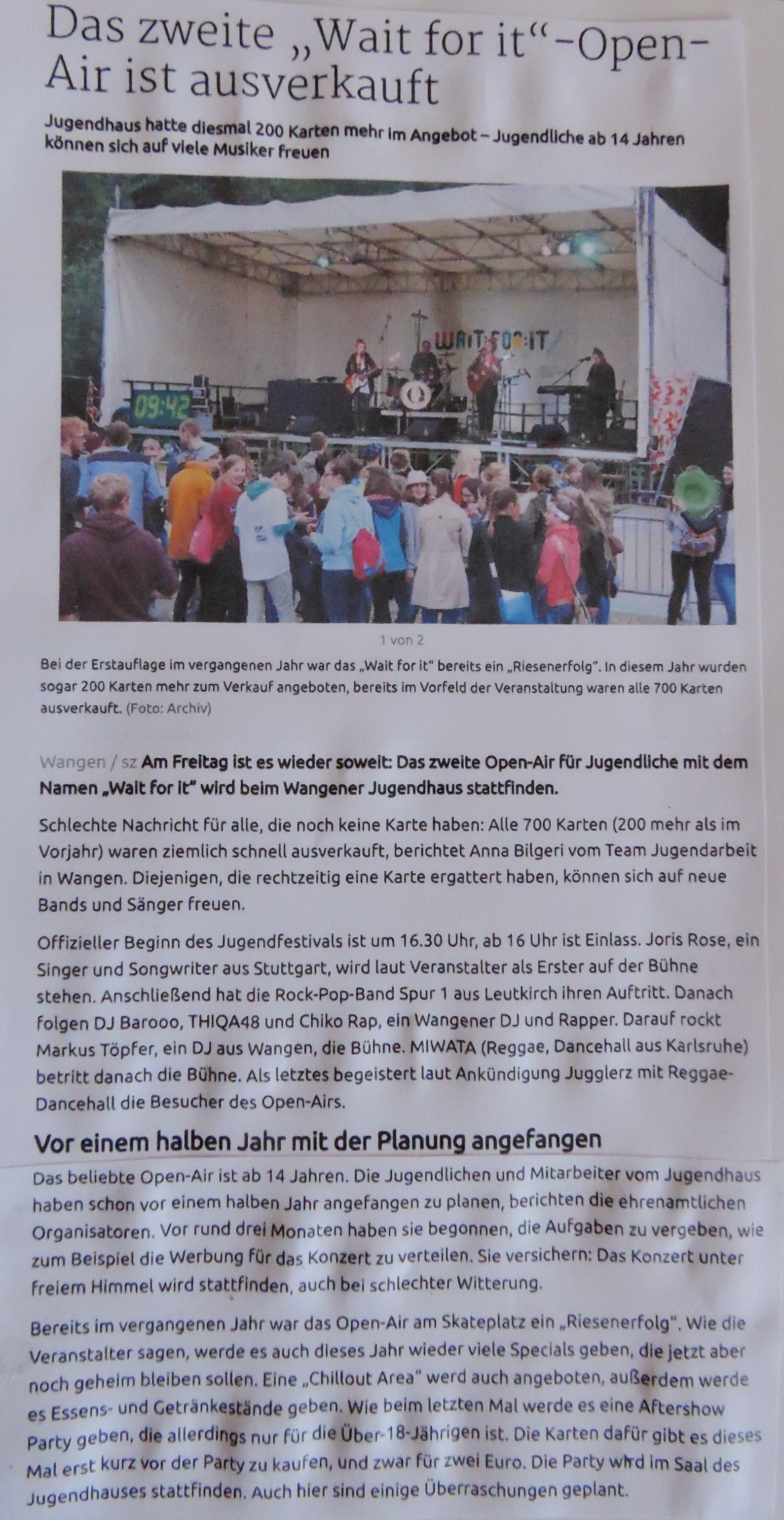 wait for it AUSVERKAUFT